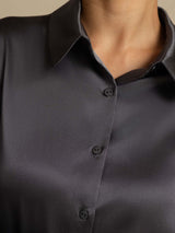 [Dark Gray] SilkSilky  Long Sleeve Lapel Collar Women's Shirts 006