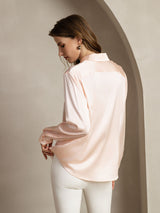 [Light Pink] SilkSilky  Long Sleeve Lapel Collar Women's Shirts 002