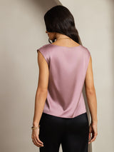 [Pale Mauve] SilkSilky  Cap Sleeve Cowl Neck Women's T-Shirt 002