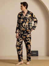 [Black Dragon] SilkSilky  Long Sleeve Lapel Collar Men's Pajamas 006