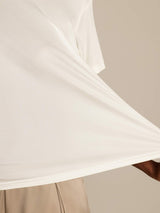 [White] SilkSilky  Short Sleeve Round Neck Women's T-Shirt 006
