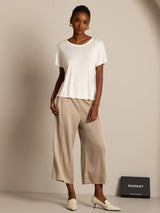 [White] SilkSilky  Short Sleeve Round Neck Women's T-Shirt 006