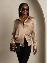 [Floral] SilkSilky  Long Sleeve Lapel Collar Women's Shirts 006