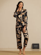 [Black Dragon] SilkSilky  Long Sleeve Lapel Collar Women's Pajamas 008