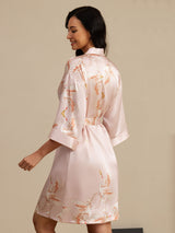 [Pink] SilkSilky  3/4 Sleeve Women's Robe 002