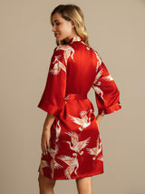 [Dark Red] SilkSilky  3/4 Sleeve Women's Robe 002