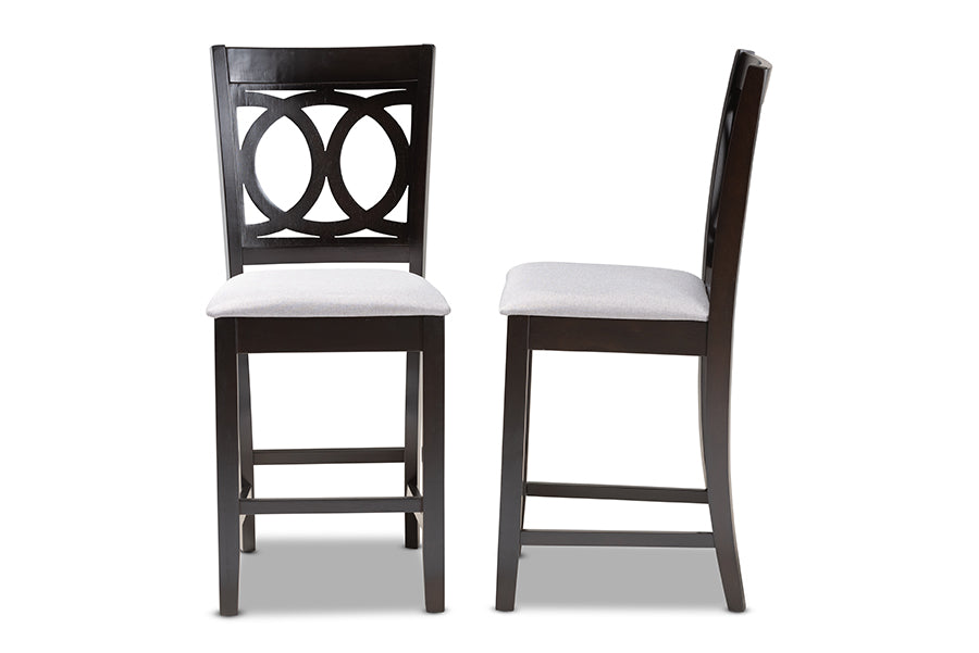 Baxton Studio Lenoir Modern and Contemporary Gray Fabric Upholstered Espresso Brown Finished Wood Counter Height Pub Chair Set o