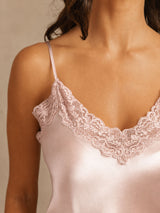 [Pink] SilkSilky  Spaghetti Strap V Neck Camisole Set 004