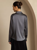 [Dark Gray] SilkSilky  Long Sleeve Lapel Collar Women's Shirts 002