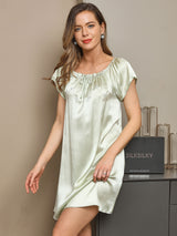 [Mint Green] SilkSilky  Cap Sleeve Square Neck Nightgown 003