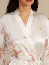 [White] SilkSilky  3/4 Sleeve Women's Robe 004