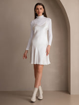 [White] SilkSilky  Spaghetti Strap V Neck Dress 001