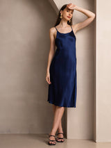 [Dark Blue] SilkSilky  Spaghetti Strap Dress 006