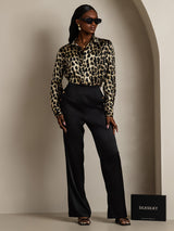 [Leopard] SilkSilky  Long Sleeve Lapel Collar Women's Shirts 009