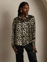 [Leopard] SilkSilky  Long Sleeve Lapel Collar Women's Shirts 004