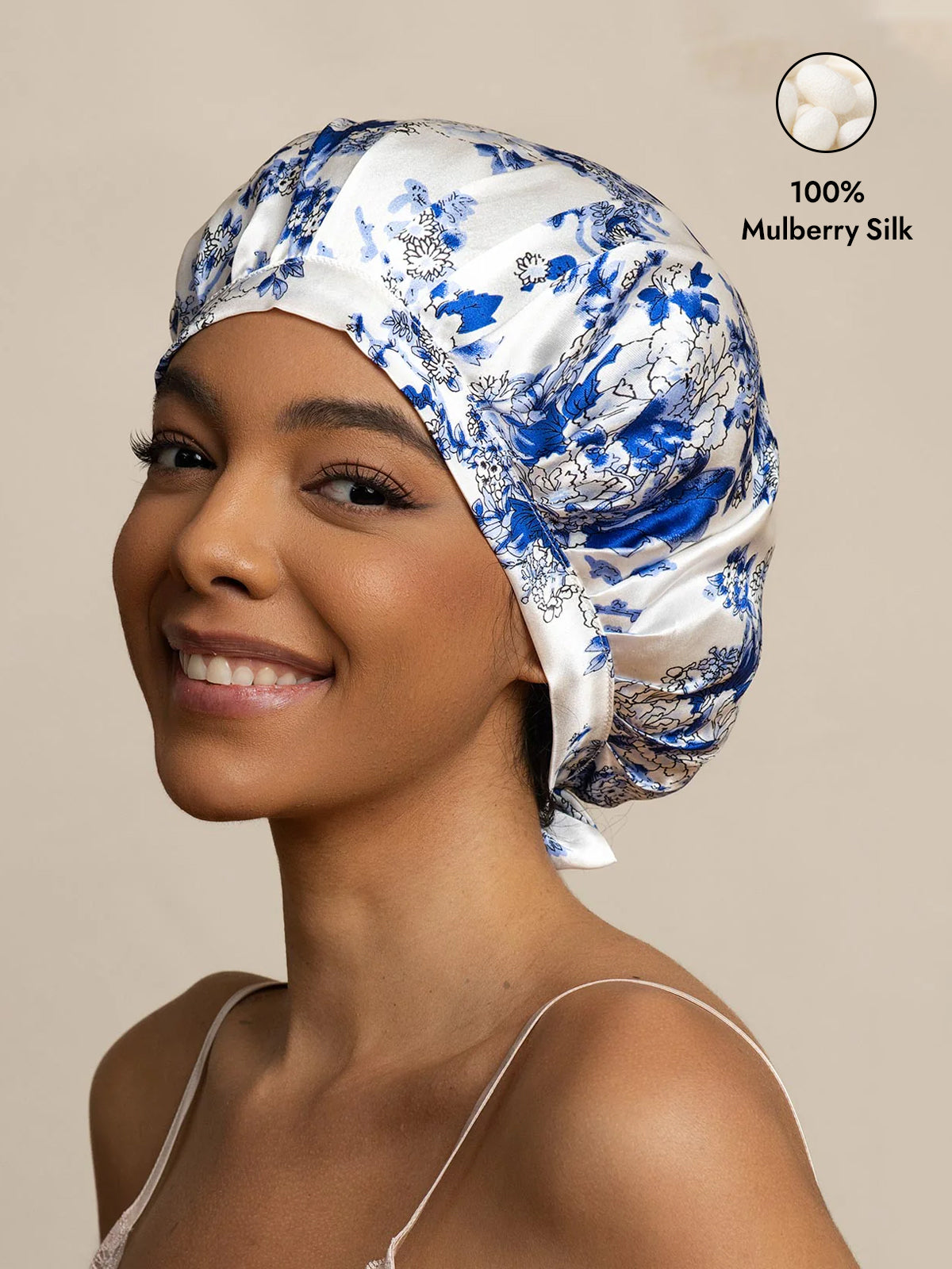 [Blue and White Porcelain] SilkSilky  Sleep Cap 001