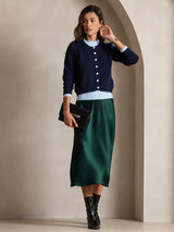 [Dark Green] SilkSilky  Spaghetti Strap V Neck Dress 005