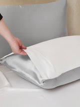 [LightGray+White] SilkSilky  19Momme Bedding Set 005