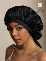 [Black] SilkSilky  Sleep Cap 001