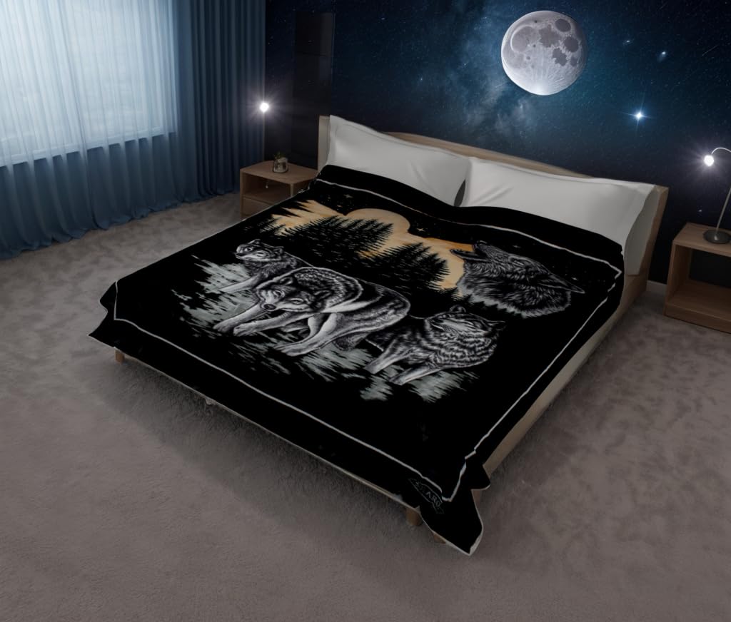 SOLARON Mink Blanket Queen 119 Wolf Black Polyester