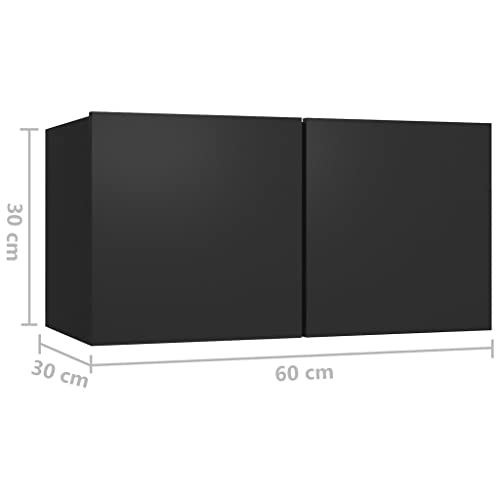 vidaXL TV Cabinet Set 3 Piece Home Living Room Furniture TV Stand HiFi Stereo Cabinet Media Unit Entertainment Center Black Engineered Wood