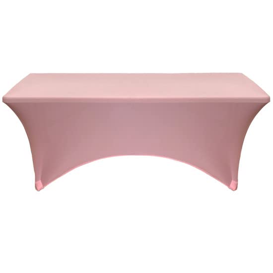 Your Chair Covers - 8 Ft Rectangular Fitted Spandex Tablecloths, Stretch Elastic Table Cover For Long Patio, Party, Birthday, Vendor Table - Dusty Rose