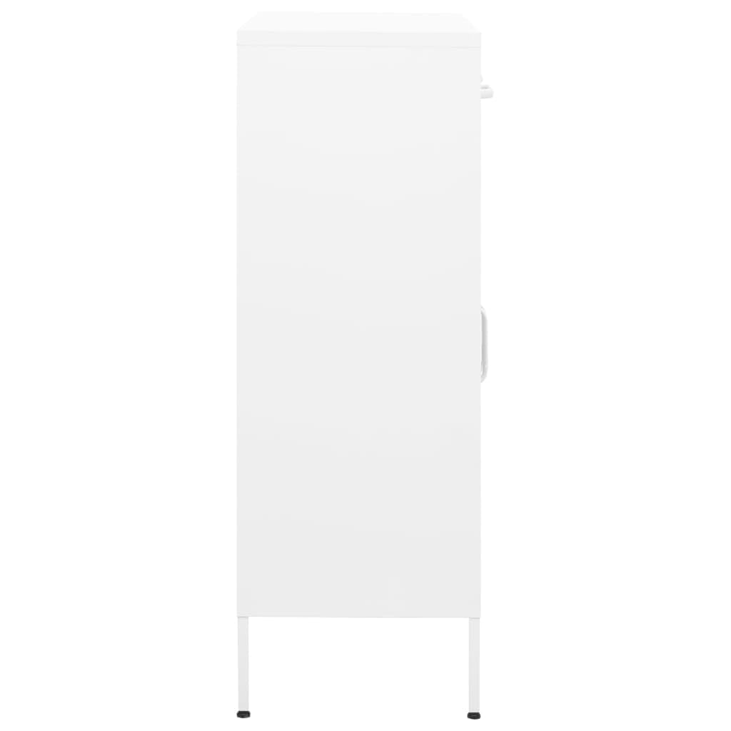 vidaXL Home Decor Storage Cabinet - Steel Made, 31.5"x13.8"x40", Features Adjustable Shelves and Levelers, Industrial Style, White