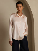[Light Pink] SilkSilky  Long Sleeve Lapel Collar Women's Shirts 006