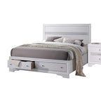 Acme Naima Eastern King Wooden Bed with Storage in White