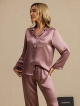 [Pale Mauve] SilkSilky  Long Sleeve Lapel Collar Women's Pajamas 004
