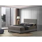 Acme Leandros Fabric Upholstered Queen Bed with Nailhead Trim in Light Gray