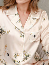 [Light Pink] SilkSilky  Long Sleeve Lapel Collar Women's Pajamas 006