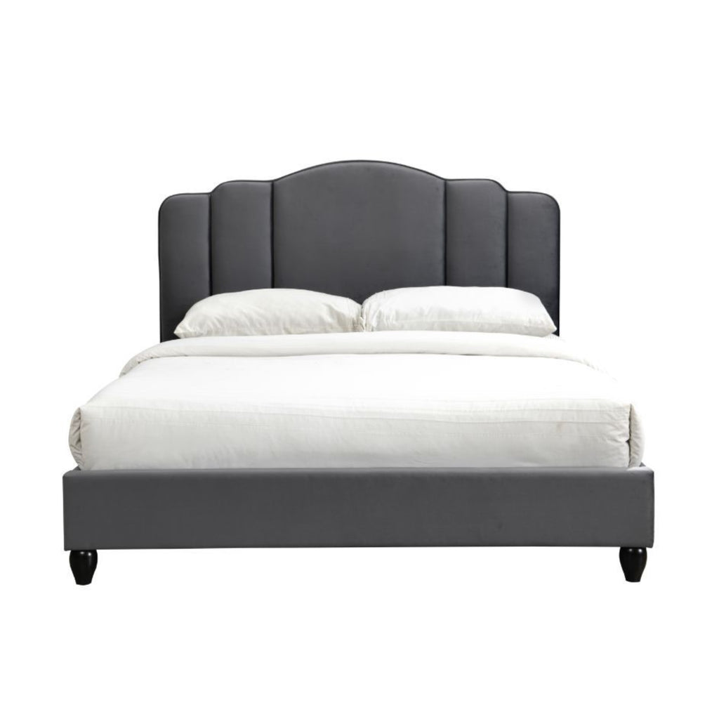 Acme Giada Channel-Tufted Fabric Eastern King Platform Bed in Charcoal