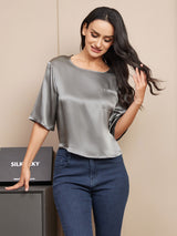 [Dark Gray] SilkSilky  Half Sleeve Women's T-Shirt 003