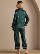 [Emerald Zebra] SilkSilky  Long Sleeve Lapel Collar Women's Pajamas 002