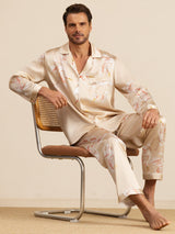 [Champagne] SilkSilky  Long Sleeve Lapel Collar Men's Pajamas 001