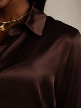[Bitter Chocolate] SilkSilky  Long Sleeve Lapel Collar Women's Shirts 008