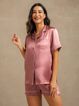 [Pale Mauve] SilkSilky  Short Sleeve Lapel Collar Women's Pajamas 007