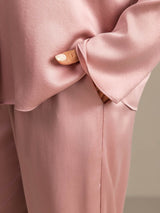 [Peach Skin] SilkSilky  Long Sleeve Lapel Collar Women's Pajamas 004