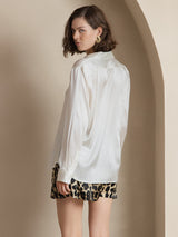 [White] SilkSilky  Long Sleeve Lapel Collar Women's Shirts 002