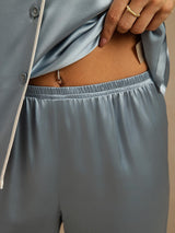 [Grayish Blue] SilkSilky  Long Sleeve Lapel Collar Women's Pajamas 005