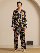 [Black Dragon] SilkSilky  Long Sleeve Lapel Collar Men's Pajamas 001