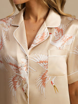 [Champagne] SilkSilky  Short Sleeve Lapel Collar Women's Pajamas 005
