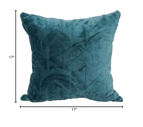 Blazing Needles Square Faux Fur Throw Pillows, 17", Agora Teal 4 Count