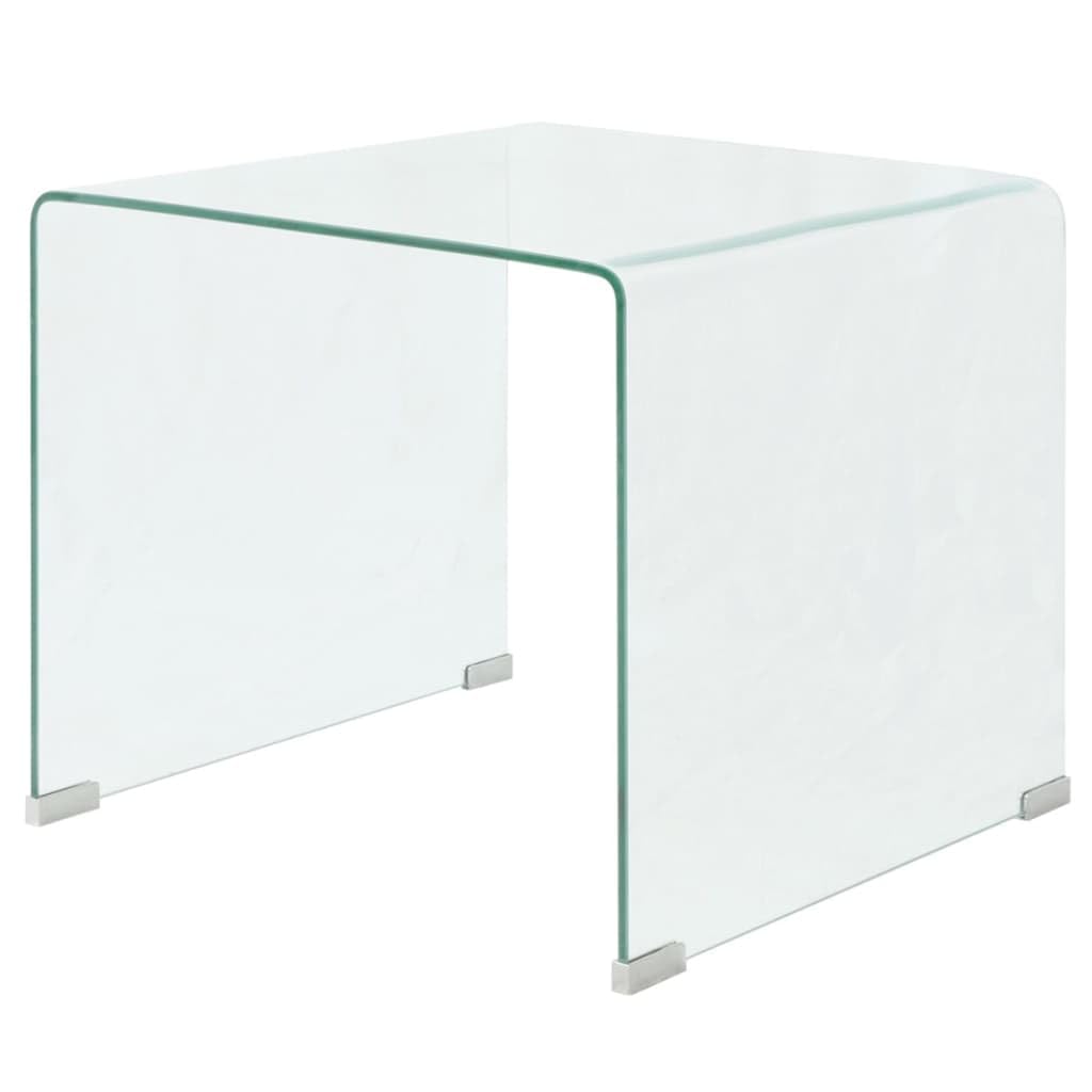 vidaXL Modern Clear Coffee Table - Tempered Safety Glass Table - Compact Furniture Suitable for Living Room or Bedroom - 19.5"x19.7"x17.7"