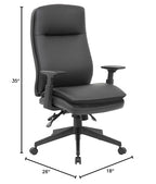 Lorell, Llr03206, Premium Vinyl High-Back Black Executive Chair