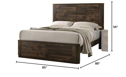 Acme Elettra King Panel Bed In Antique Walnut