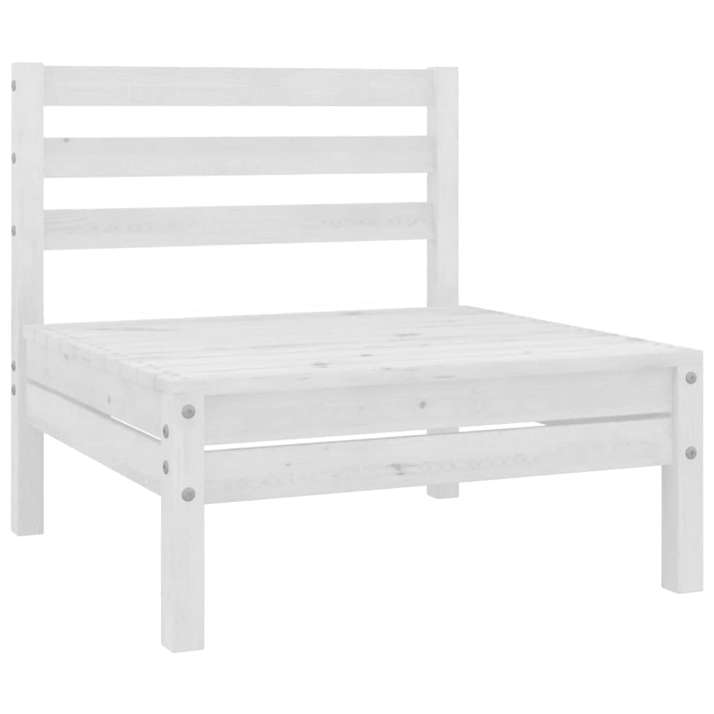 vidaXL Solid Pinewood Patio Lounge Set 5 Piece Garden Outdoor Terrance Backyard Furniture Set Wooden Lounge Sofa Seating Chair Seat White