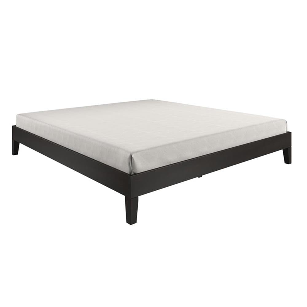 Steve Silver Co Nix King Platform Bed, Modern, Costal, Farmhouse, Bedroom, Solid Pine Wood, 28-Slat Dual-Zone System, 6.5-Inch Under Bed Clearance, 82.01" L x 78.46" W x 12.24" H, Black
