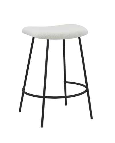 Neos Modern Furniture Gray Teddy Fabric 25.5''H Stool with Metal Leg, Set of 2